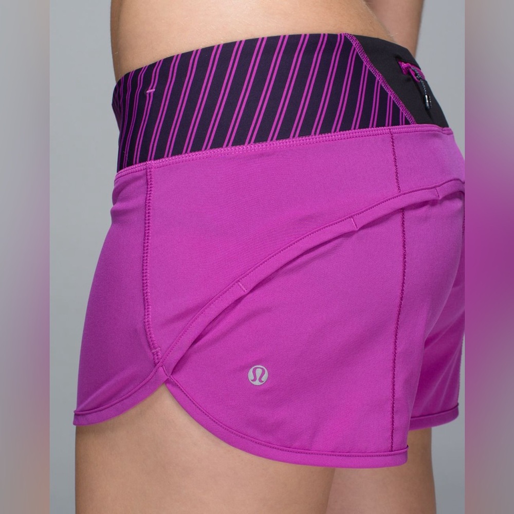 lululemon athletica Magenta Athletic Shorts with Striped Waistband